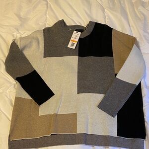 Joseph A Women's Colorblock Sweater - Black, Gray, Tan